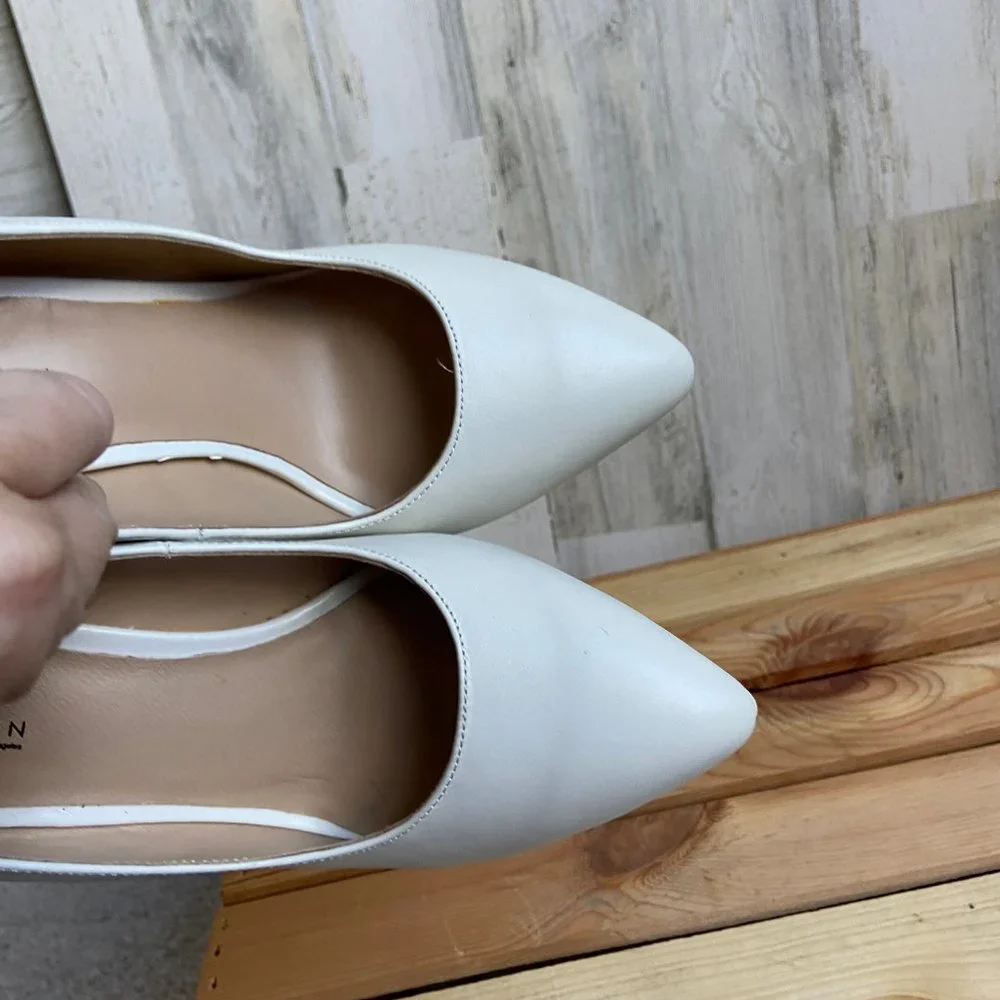 Kate Ferguson Size 6.5 Cassamassima Platform Heels Ivory Color Calf Hair Detail